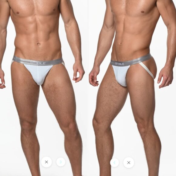 ST33LE - White Nylon Elastane Diamond Mesh Jockstrap (M) - Picture 2 of 7